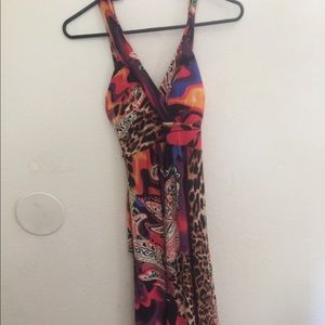 Lepord print mix part dress